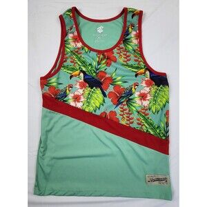 ROCAWEAR Tropical Floral 99 Basketball Jersey Tank Top Y2K Green Red Mens XL